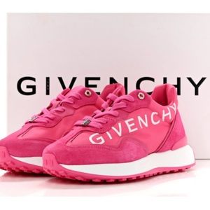 Givenchy 37 Giv Runner Sneakers Pink Canvas Suede NIB